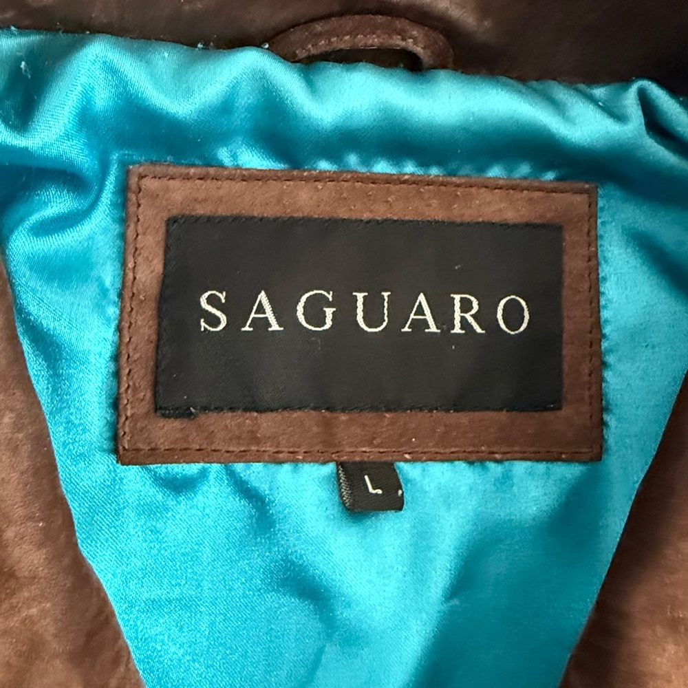Vintage SAGUARO Brown Suede Leather Beaded Fringe Cowboy Western Jacket Size L - Picture 10 of 16